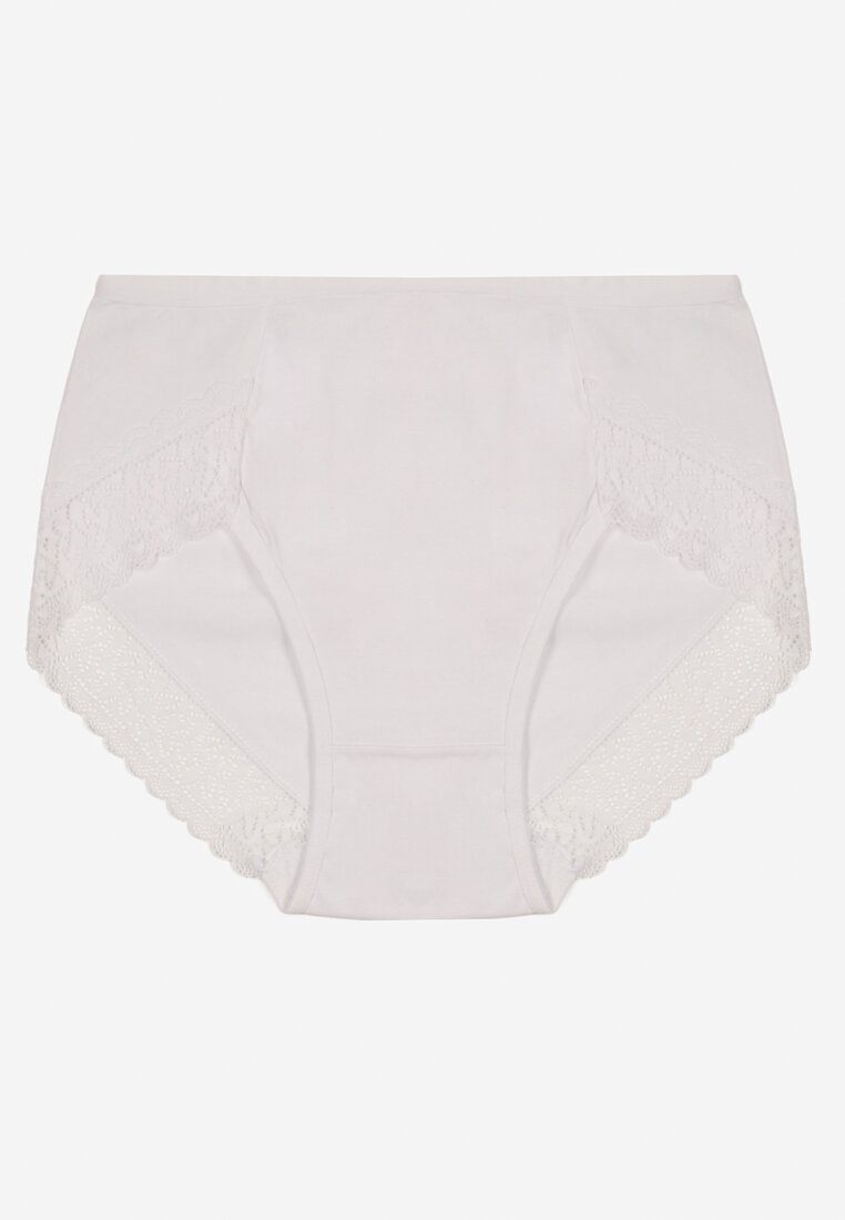 Chiloți tip slip albi din bumbac decorați cu dantelă Idilene