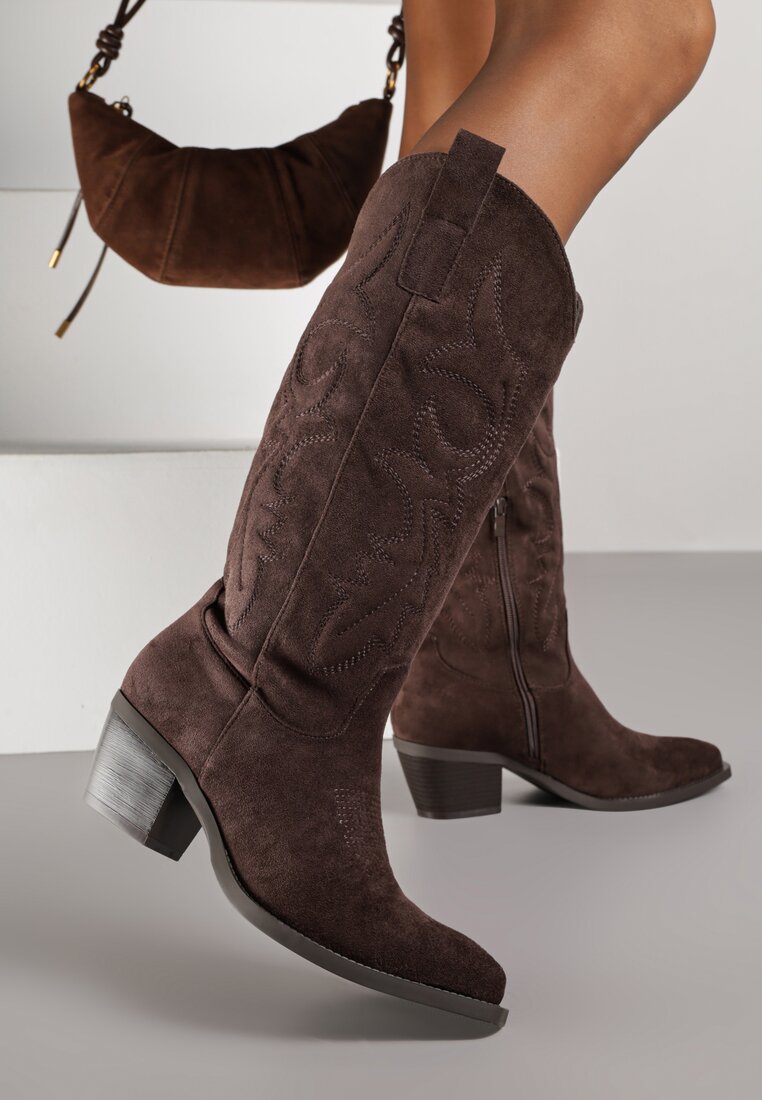 Cizme Maro Tip cowboy în stil clasic din imitație de piele întoarsă Rilamira