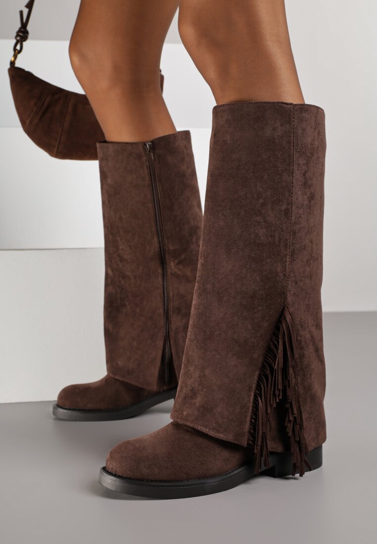 Cizme Maro decorate cu franjuri și cu carâmb întors Reilevia