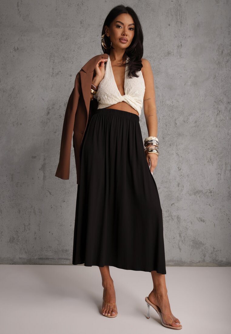 Fustă Neagră Cloș din bumbac Tussah