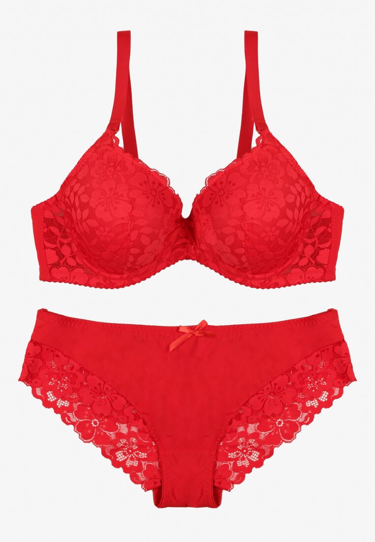 Set Dantelă Roșu Sutien și Chiloți clasici Ezirene