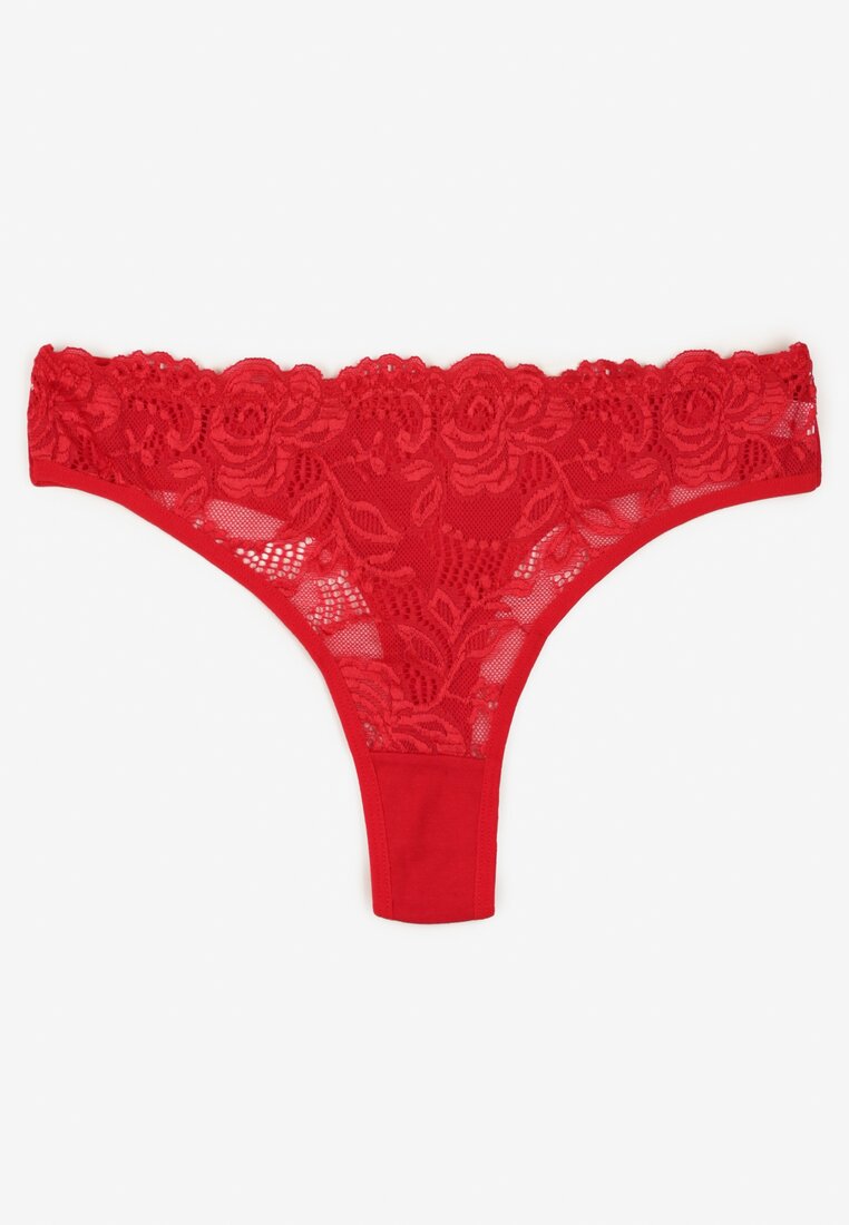 Chiloți string Roșii din bumbac cu dantelă Ilwedana