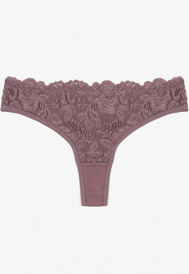 Chiloți tanga Violet Din bumbac Cu dantelă Ilwedana