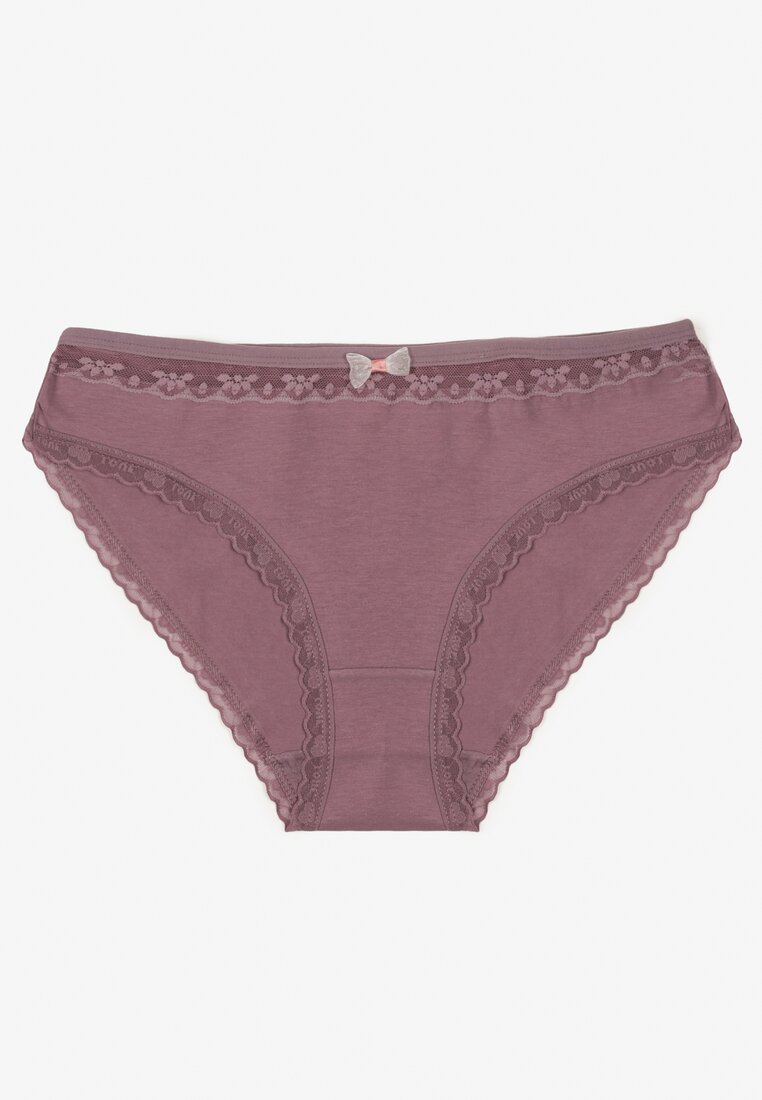 Chiloți Mov din Bumbac Decorați cu Fundă și Dantelă Zeterie