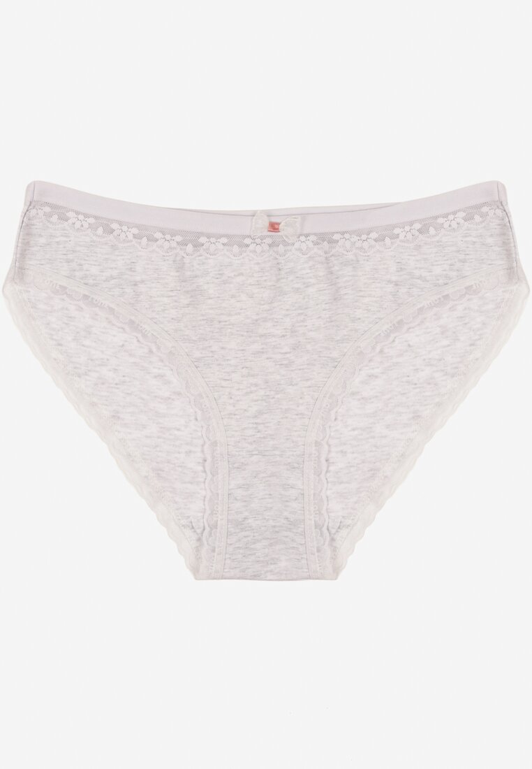 Chiloți Figi Gri deschis din Bumbac Decorați cu fundă și dantelă Zeterie