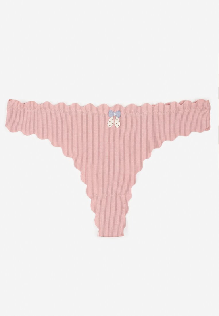 Chiloți string roz închis rebrați din bumbac Ilweda