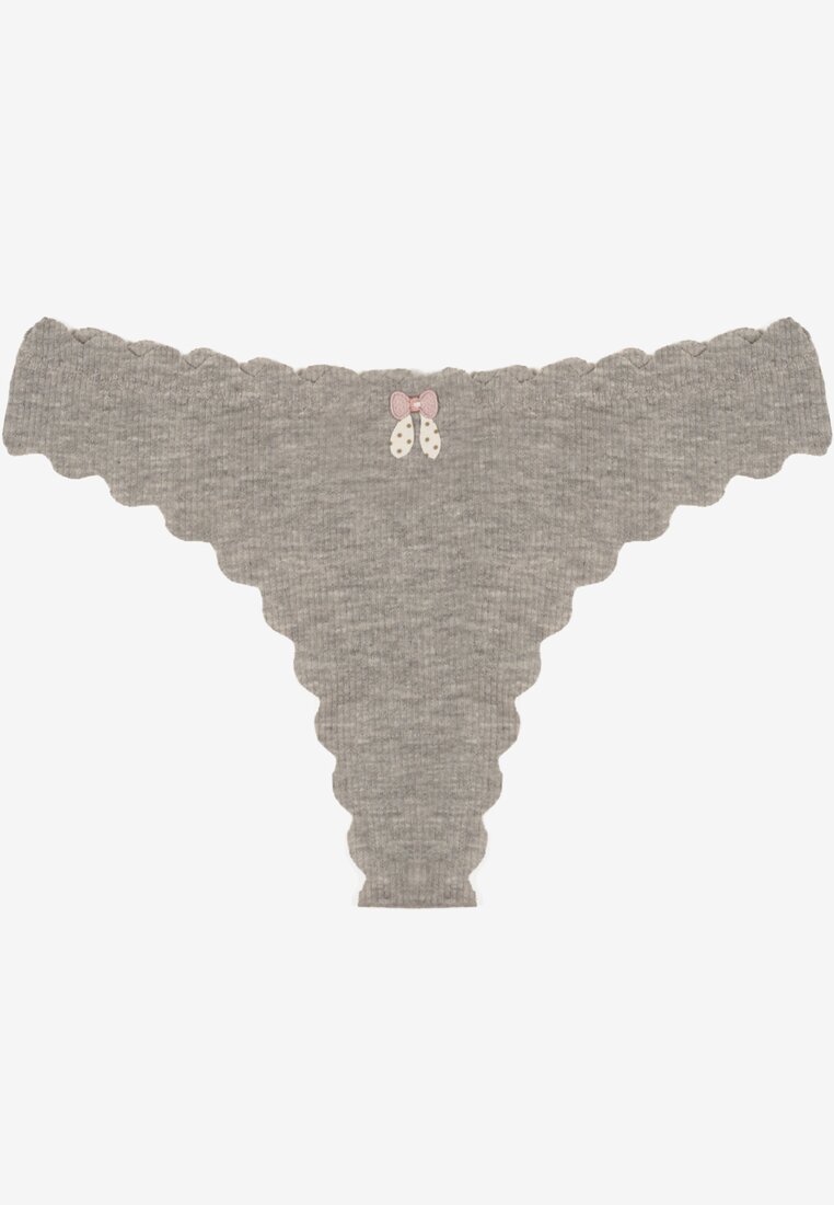 Chiloți String Rebrate Gri din Bumbac Ilweda