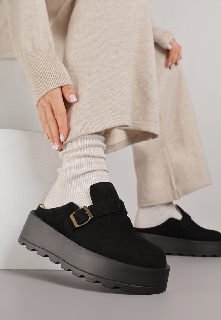 Cizme de zăpadă Negre cu Talpă Groasă cu Gambă Joasă și Cataramă Decorativă Vetibela