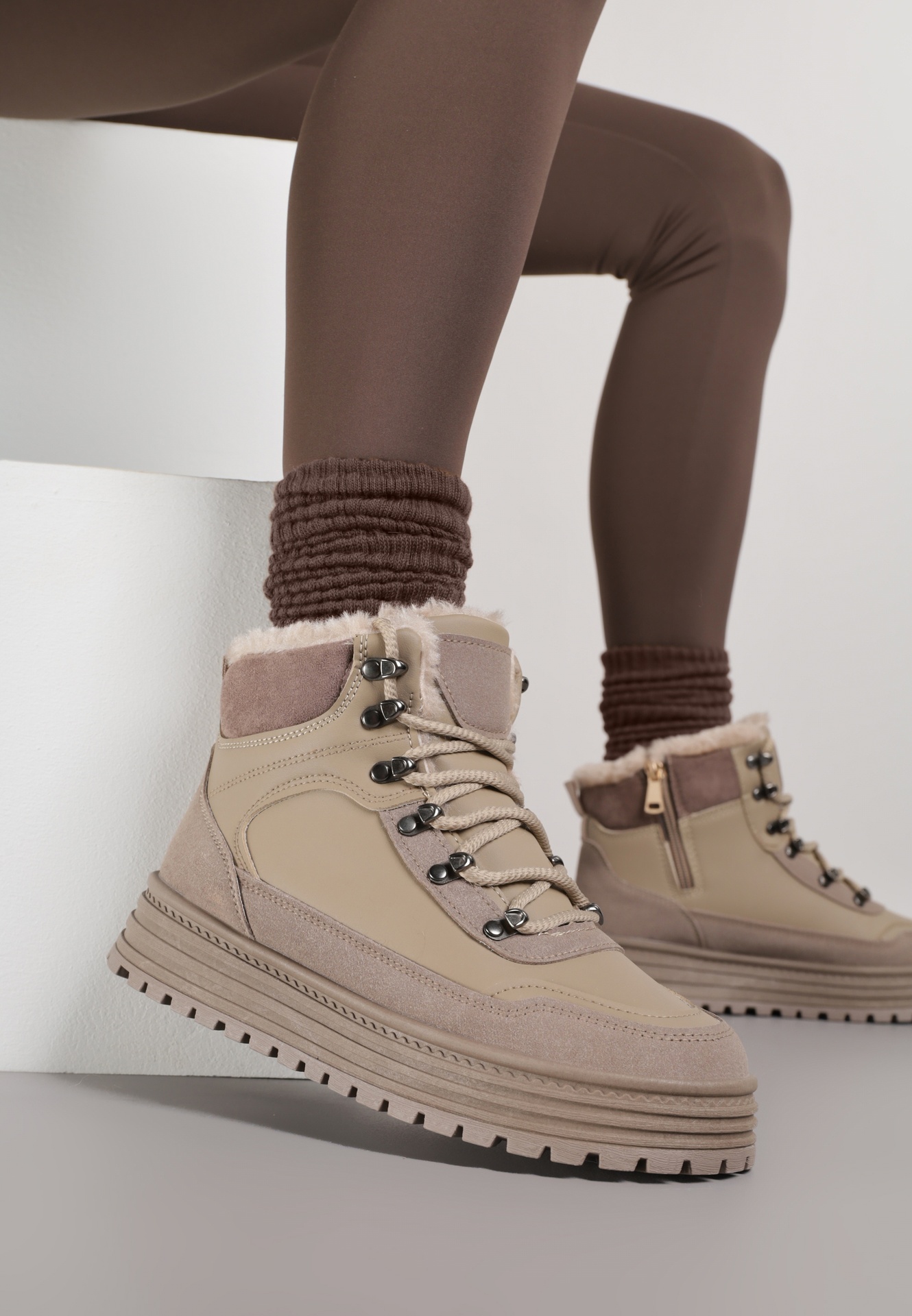 Sneakers Ewedora Bej închis