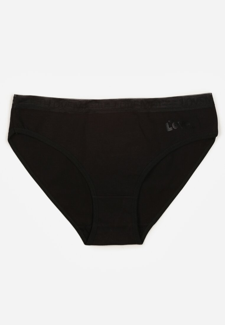 Chiloți Negri din Bumbac cu Inscripție Love Adririn