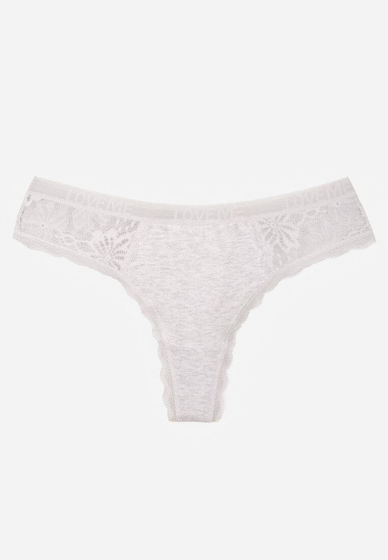 Stringuri Gri deschis Decorate cu dantelă Din bumbac Meniliphis