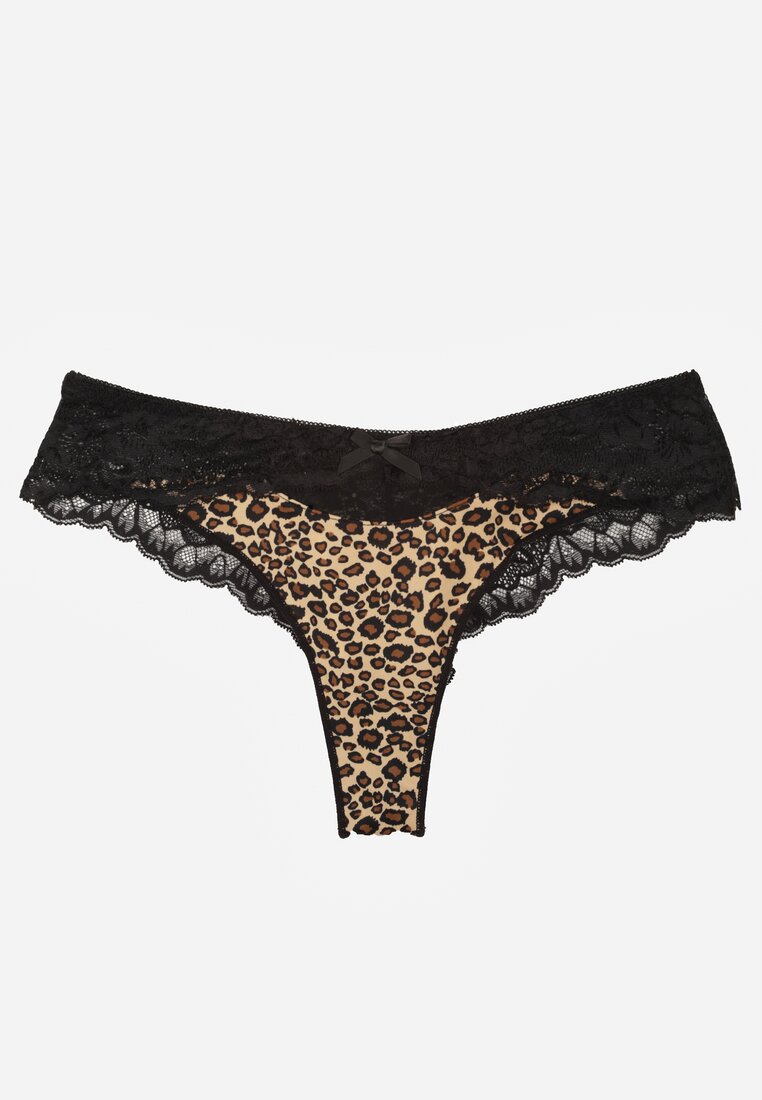 Chiloți tanga panteră decorați cu dantelă Phisoris