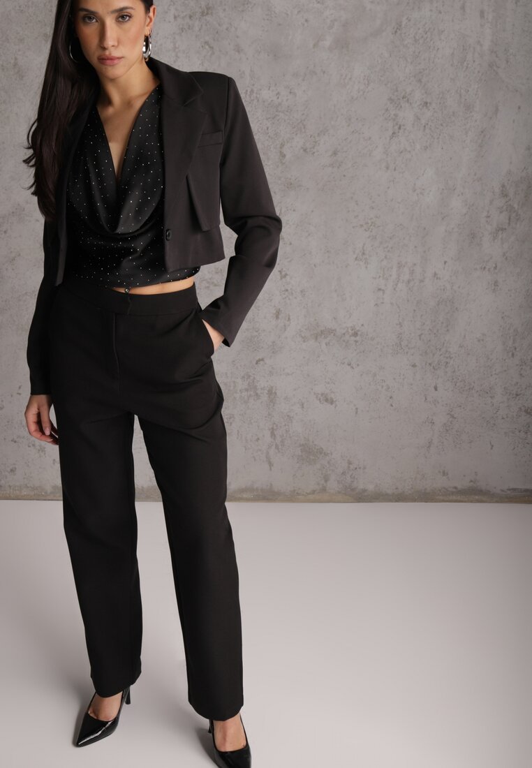 Pantaloni de costum Negri VICES Straight Leg High Waist Ariesysh