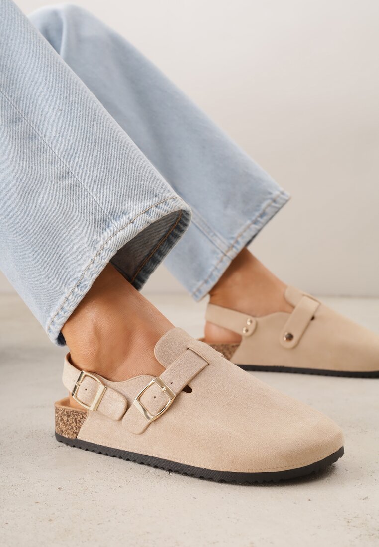 Sandale Bej Tip Saboți cu Catarame Silvermore