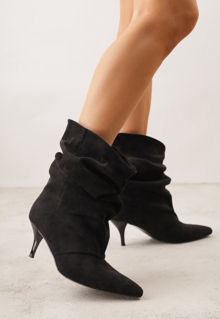 Botine Negre cu Toc Stiletto Tip Slouchy Anitai