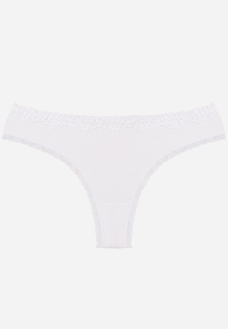 Chiloți Albi String cu bumbac cu dantelă Aethimilia