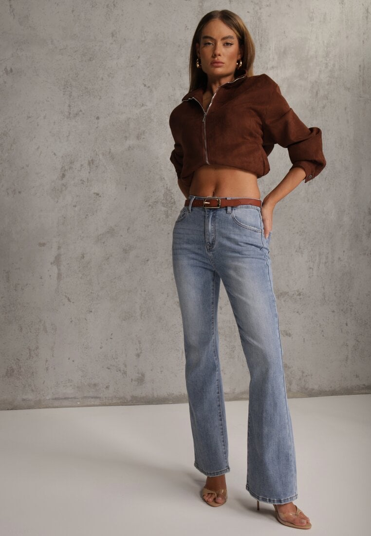Blugi Albaștri evazați Bootcut High Waist cu Bumbac Urilyss