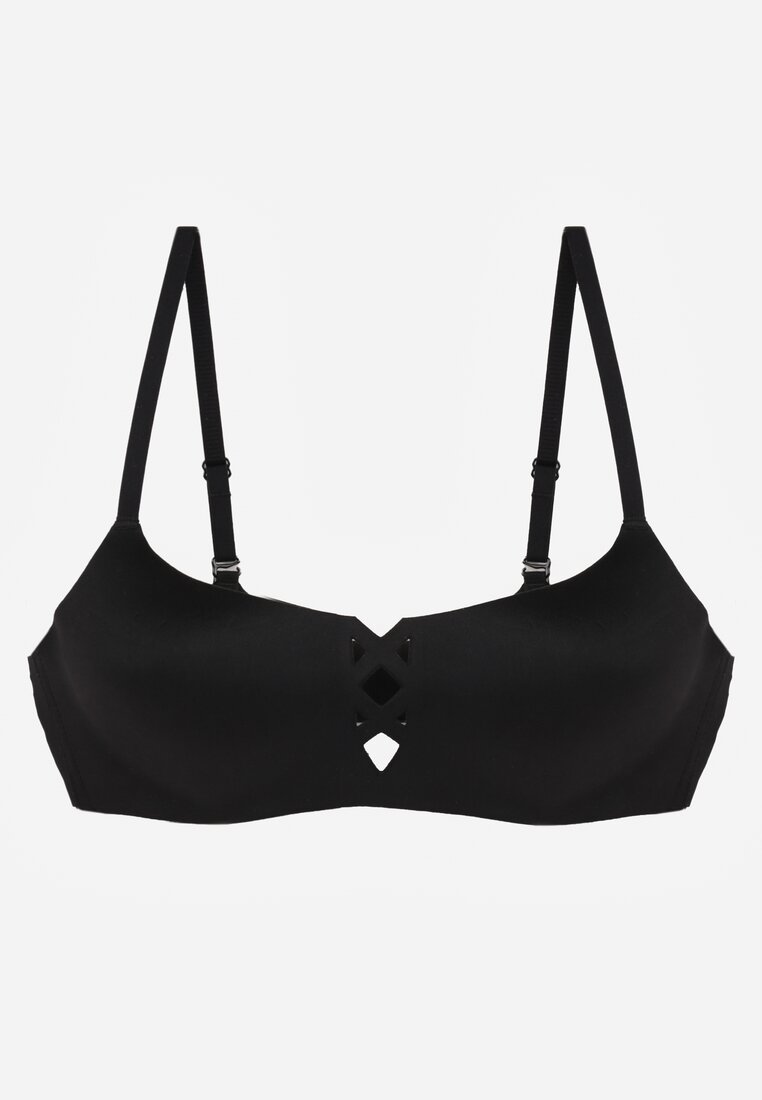 Sutien Negru cu finisaj neted cu imitație de legătură Azisene