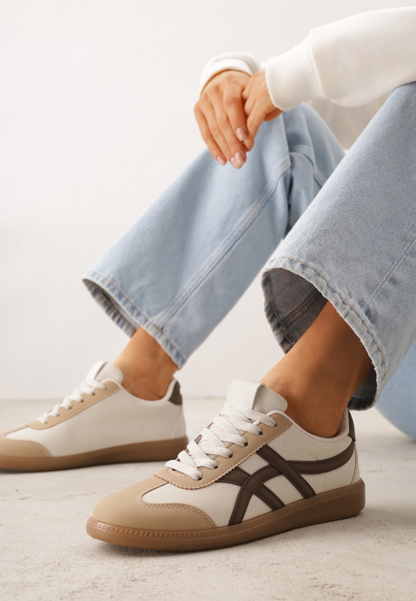 Sneakers Zitora Bej cu maro