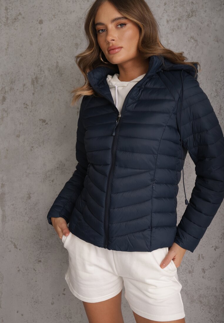 Jachetă de tranziție matlasată bleumarin cu glugă detașabilă Pretiga