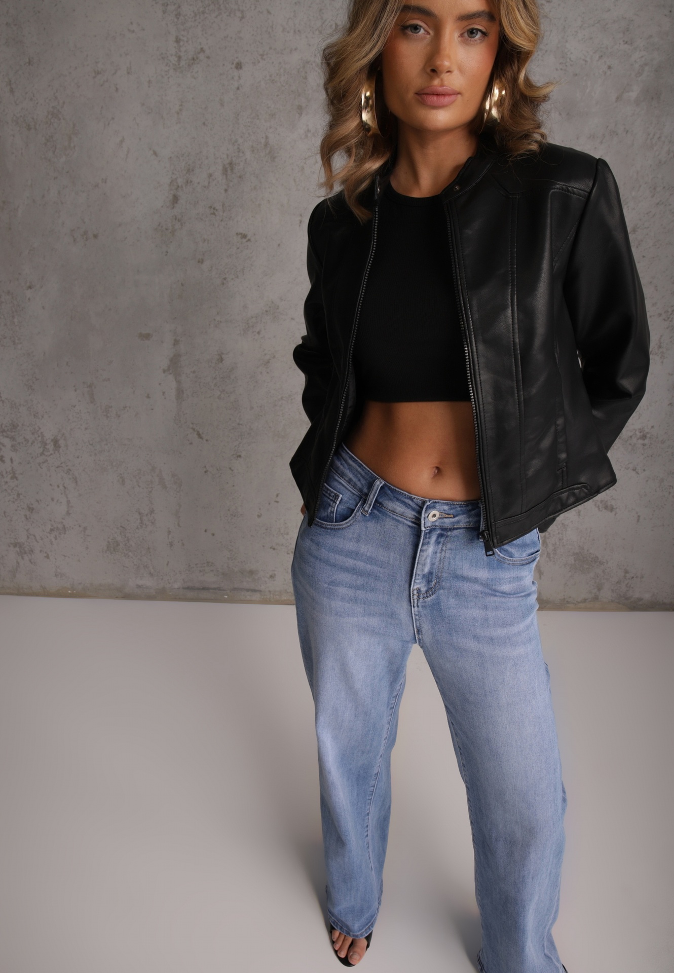 Blugi de bumbac albaștri Talie înaltă cu craci largi Zaeherris