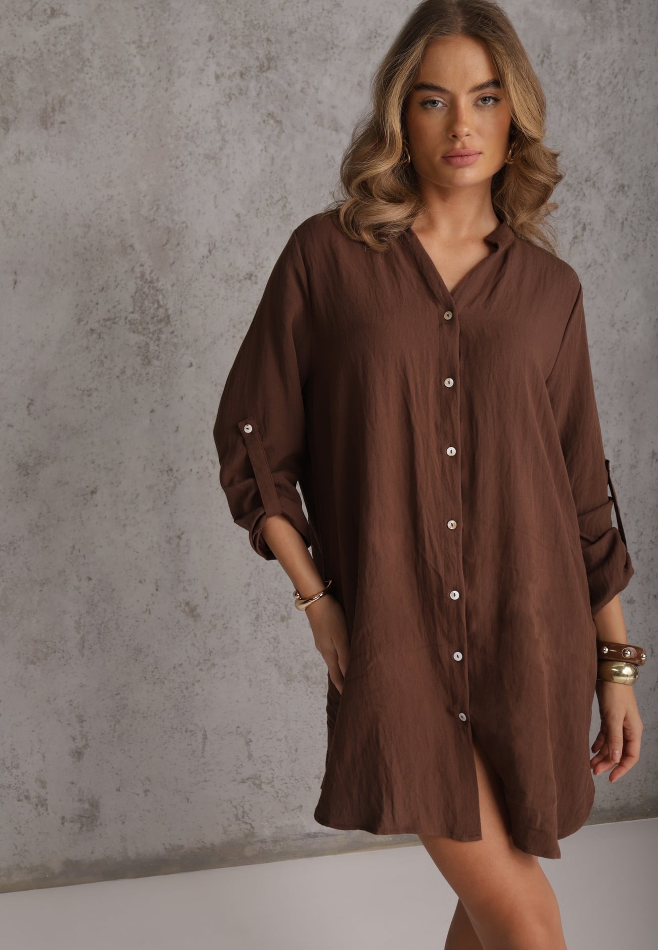 Rochie Maro Tip cutie din Bumbac Oversize cu Decolteu în V Elavellis