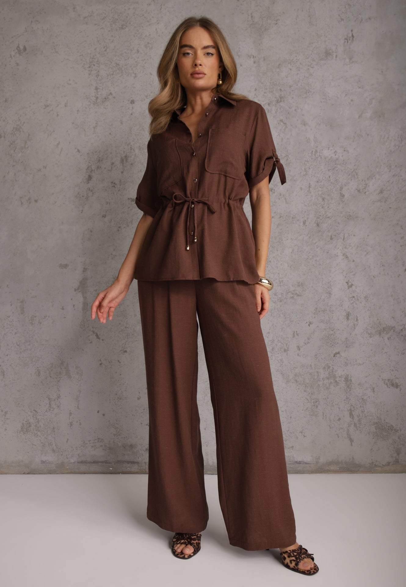 Set de vară bogat în vâscoză, pantaloni largi și bluză Utility Carolda Maro