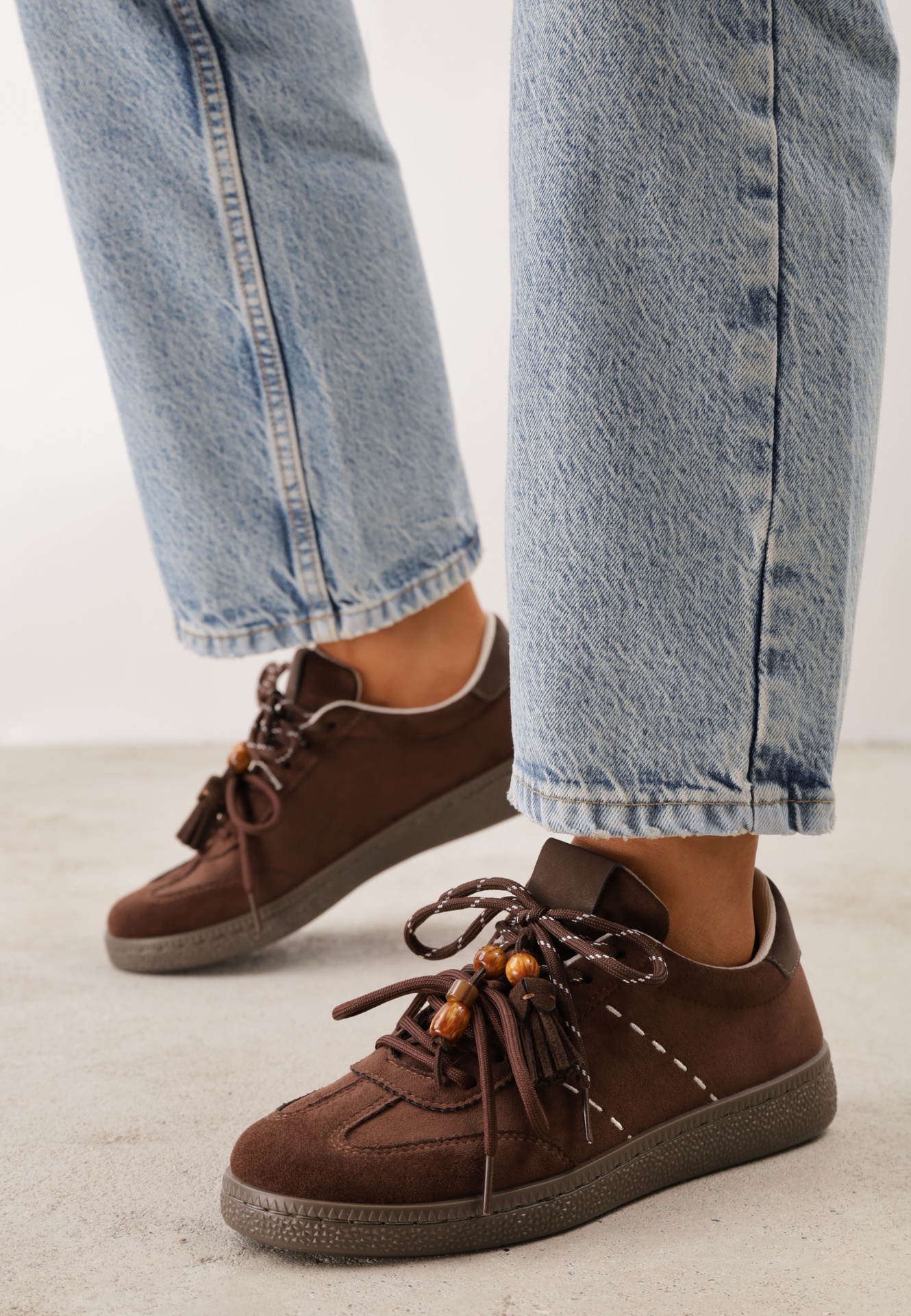 Sneakers clasice tip teniși retro cu dublu tip cravată cu franjuri Kotena Maro
