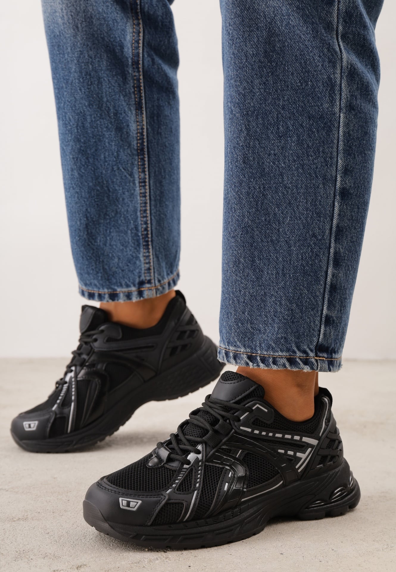 Pantofi sport Dad Shoes cu upper din plasă, pe talpă din spumă Anotea Negri