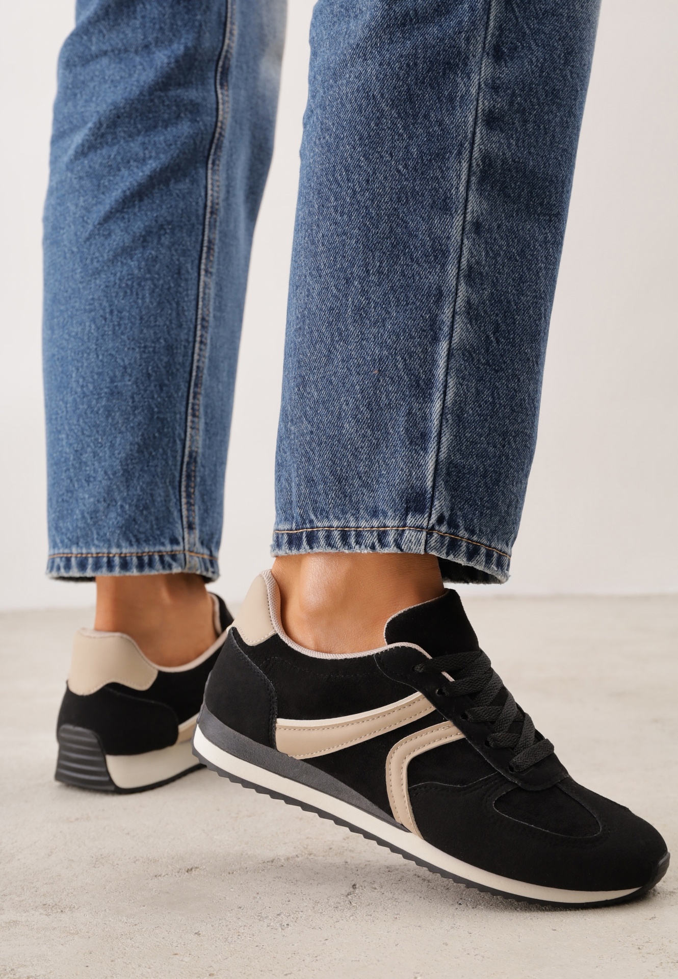 Sneakers Casual din imitație de zamsă cu inserții geometrice pe lateral Sadiqa Negri