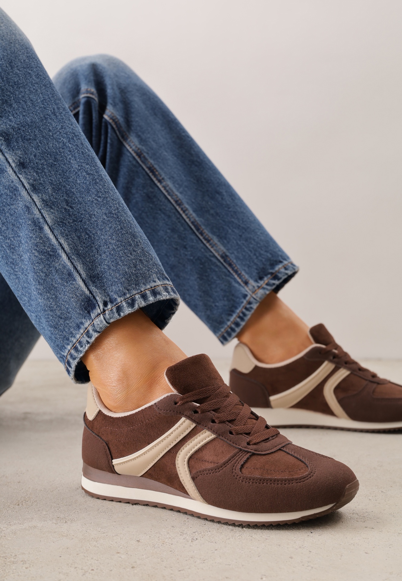 Sneakers Casual din imitație de zamsă cu inserții geometrice pe lateral Sadiqa Maro