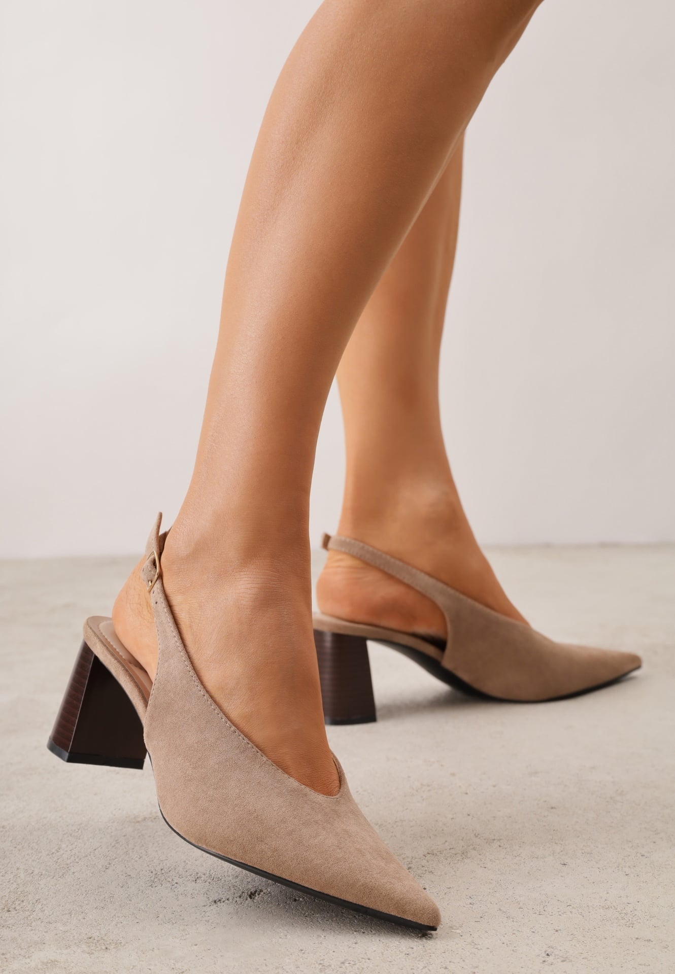 Pantofi slingback cu textură de piele întoarsă, cu toc gros Facena Bej închis Bej închis