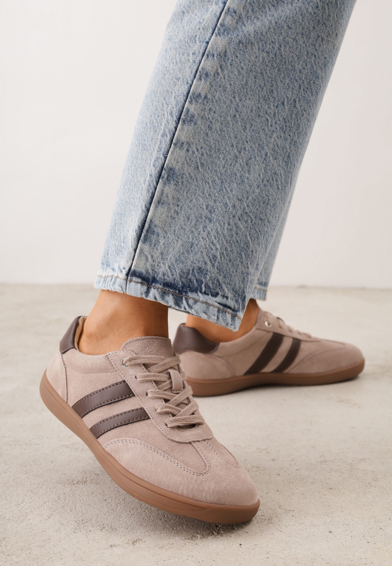Sneakers barefoot tip teniși din piele naturală Zesso Bej închis