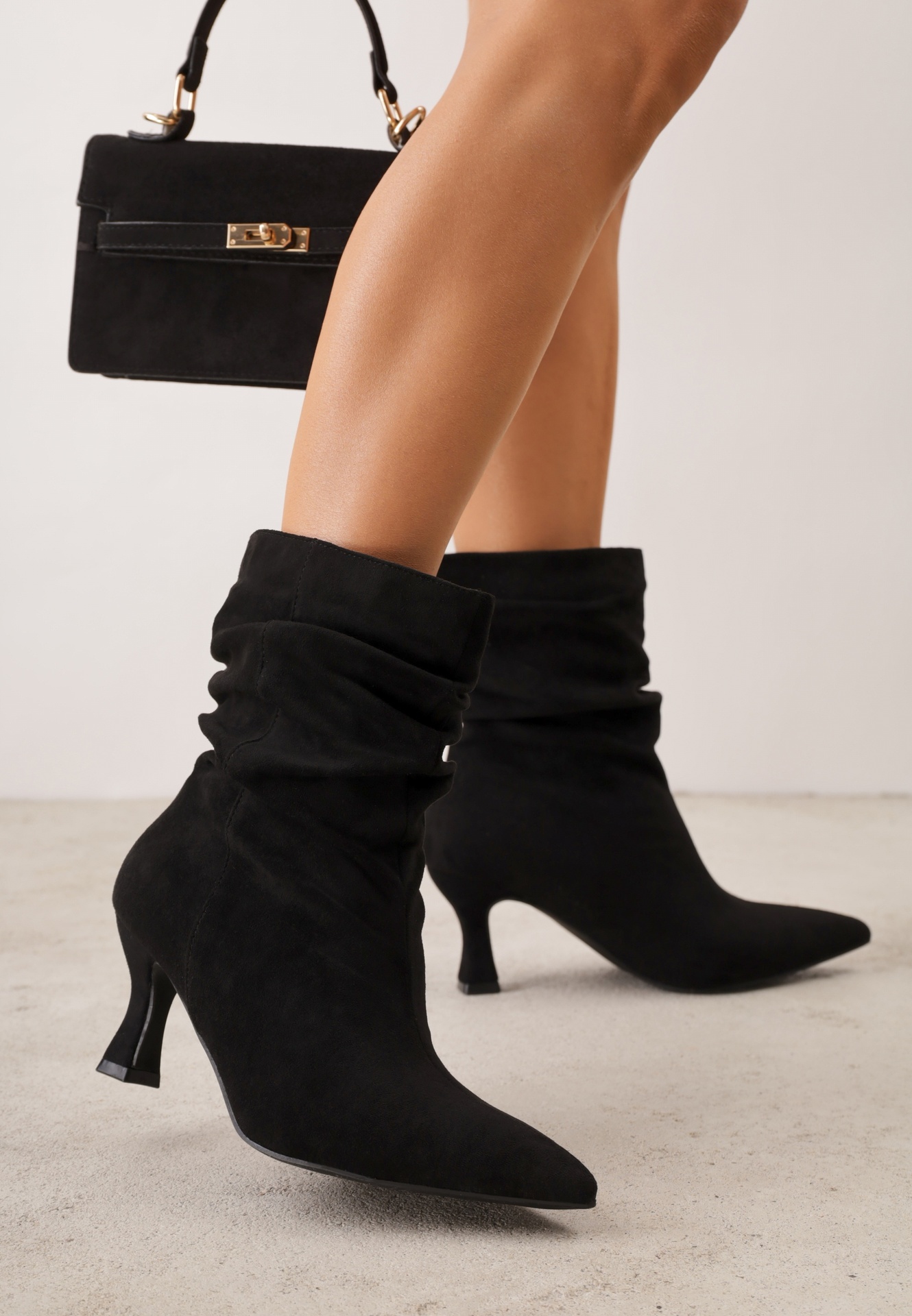 Botine pe toc stiletto tip slouchy Emmanuella Negre