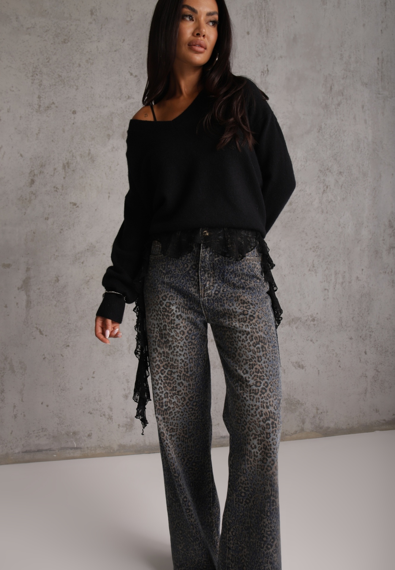 Blugi Wide Leg High Waist cu bumbac Fealli Albaștri