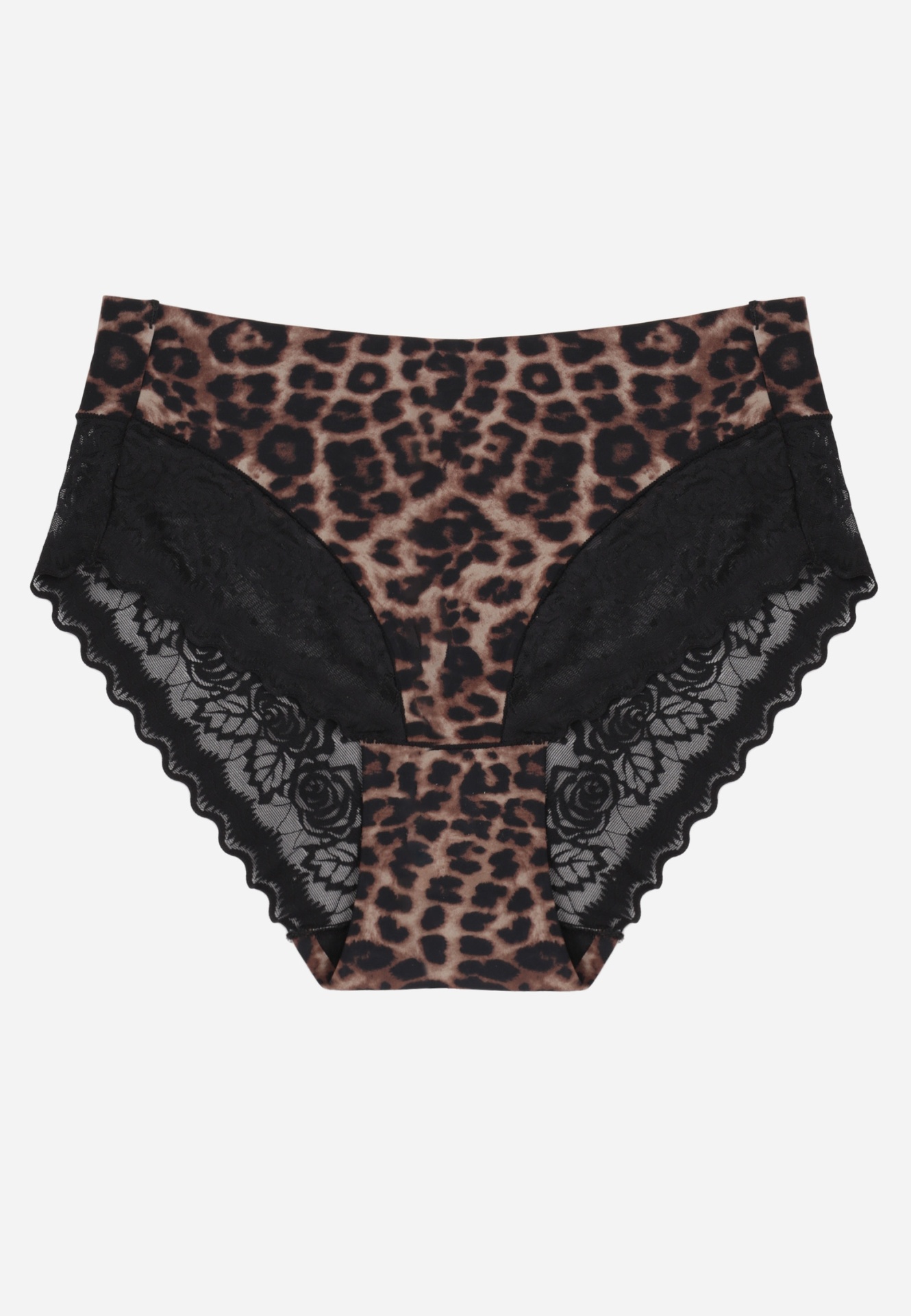 Chiloți tip figi cu inserții decorative din dantelă Agathy Imprimeu leopard
