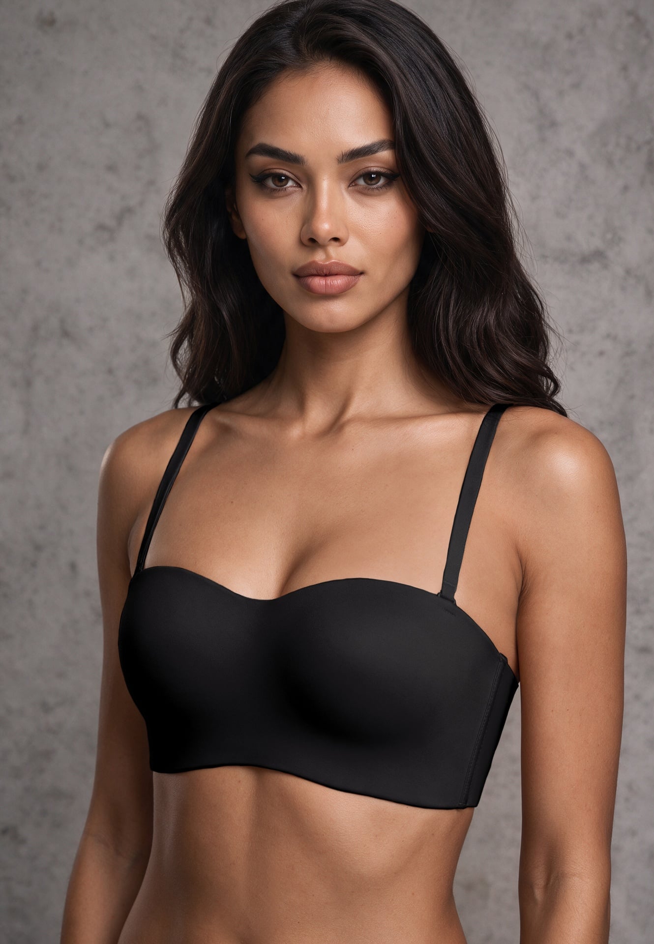 Sutien simplu Push Up tip balconette cu bretele detașabile Misima Negru