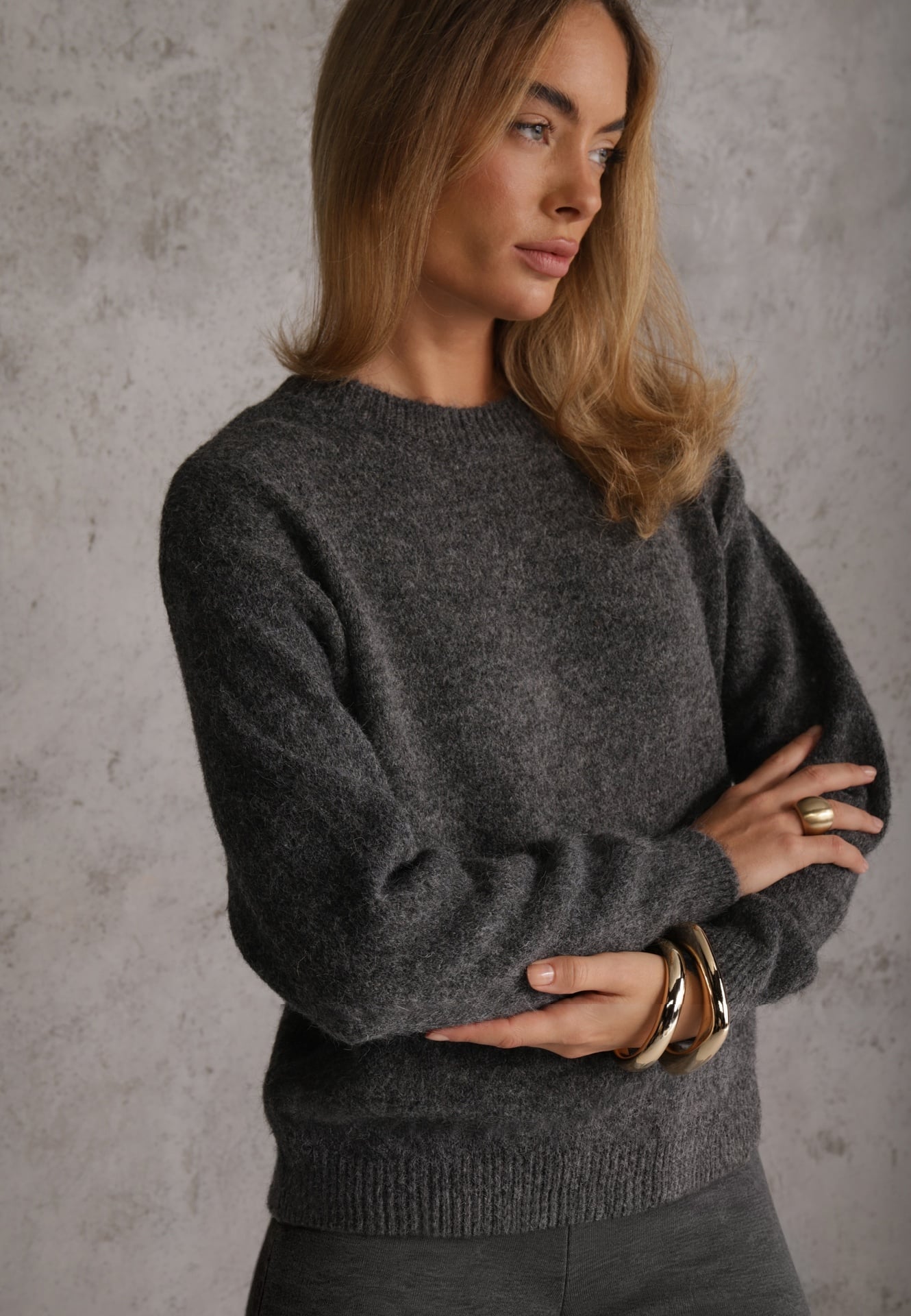 Pulover simplu cu lână în stil Basic Tutia Negru