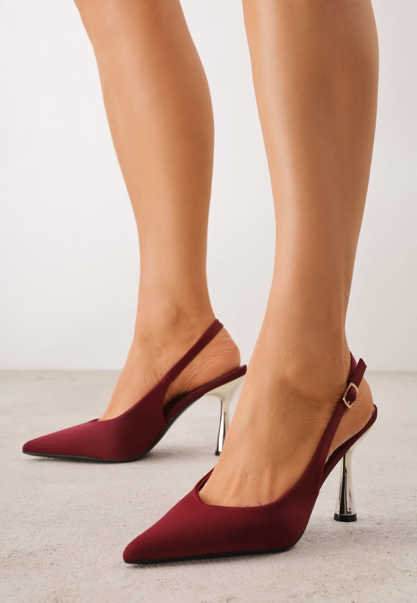 Pantofi cu toc slingback cu accent metalic Nislea Bordo