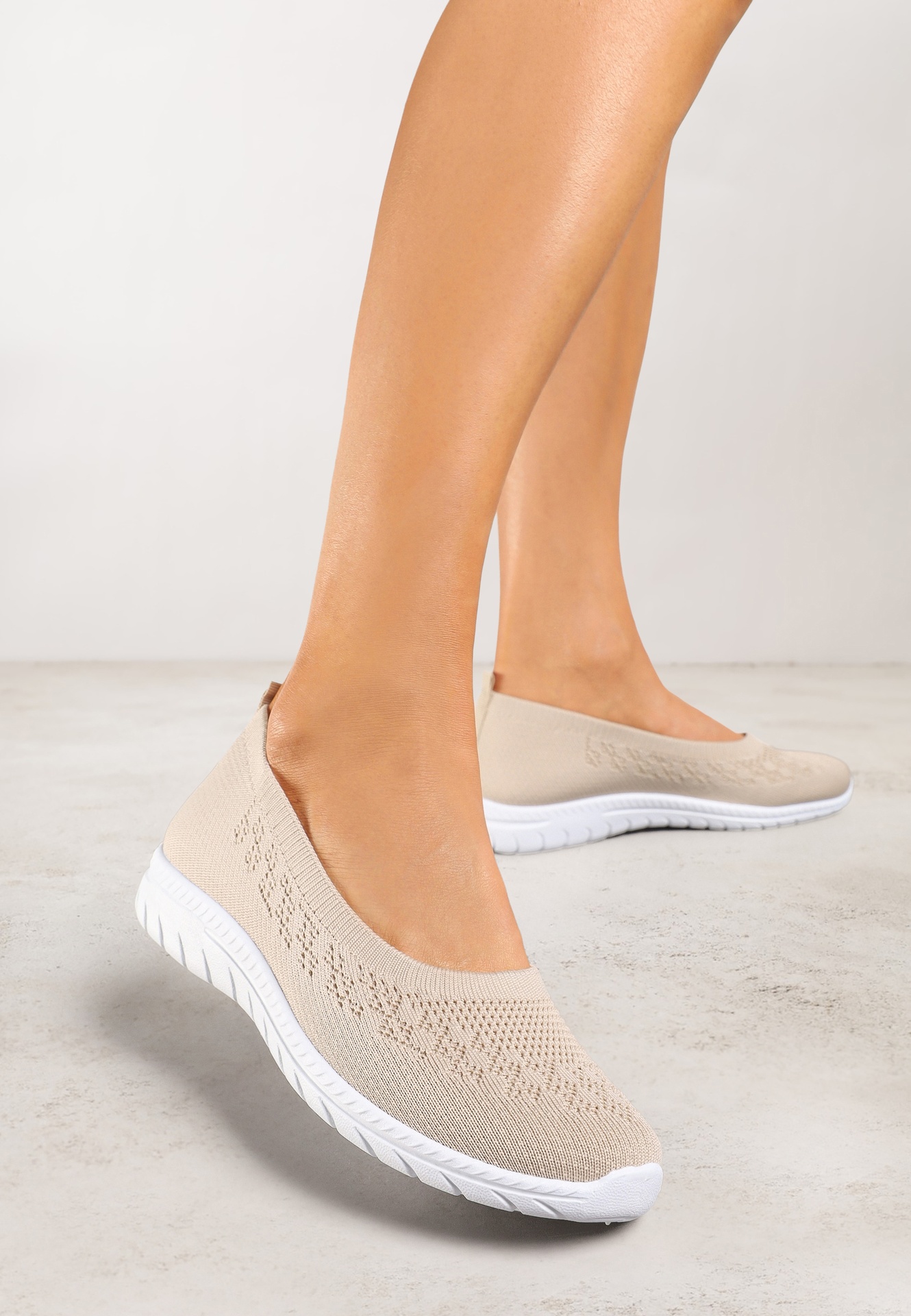 Tenisi Balerini Bej Decorați cu perforații Lorsedi