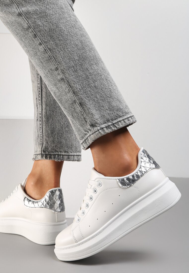 Adidași Alb-Argintii pe platformă joasă în stil clasic Lucid Dream