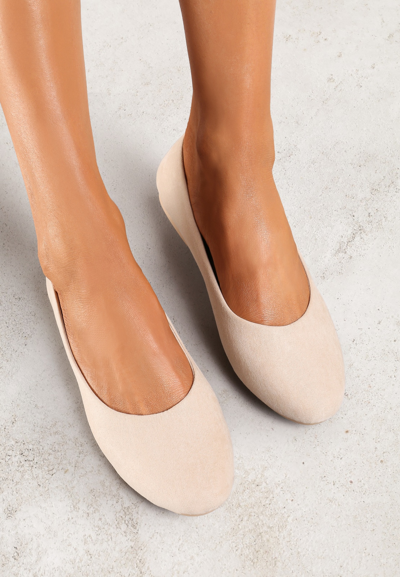 Balerini Bej Slip-on cu Talpă Plată Telliamarie