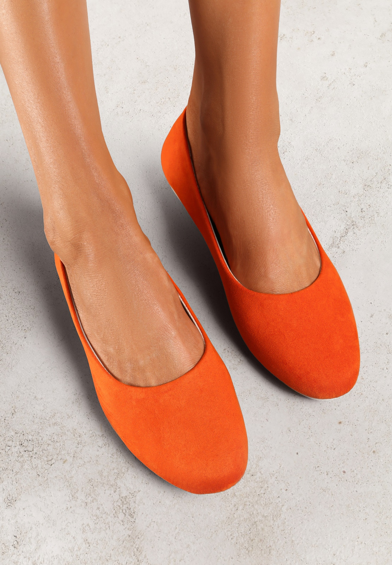 Balerini Clasici Portocalii din eco-piele întoarsă cu vârf rotund Harneli