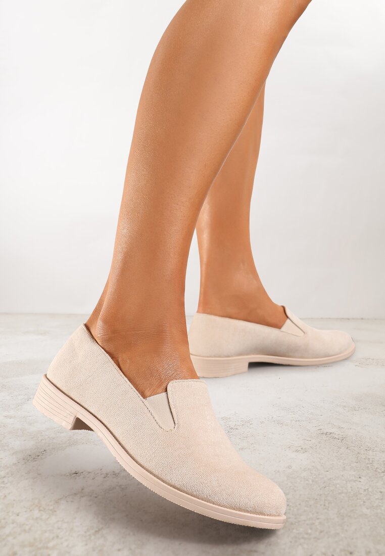 Mocasini Bej Eleganți din piele intoarsă ecologică Wiallara