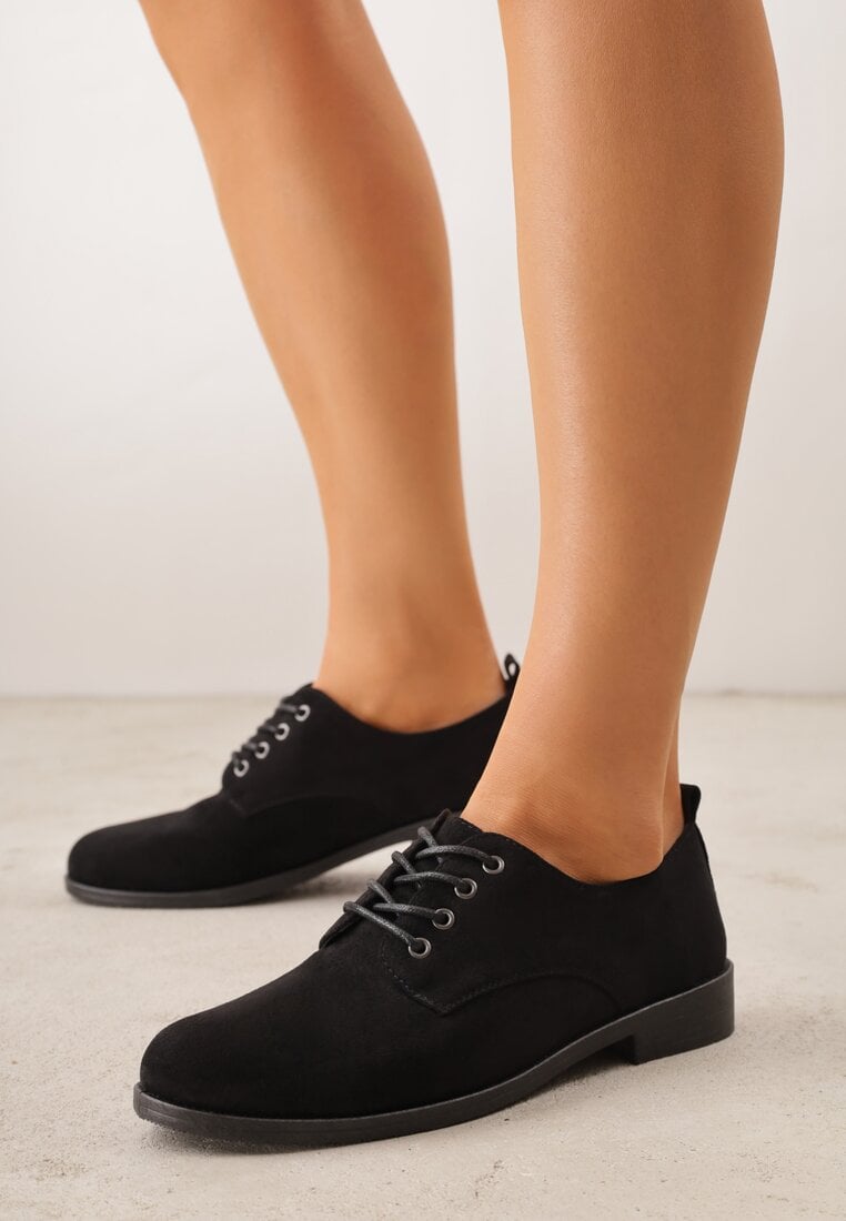 Pantofi Oxford Negri cu șireturi din piele Zatella