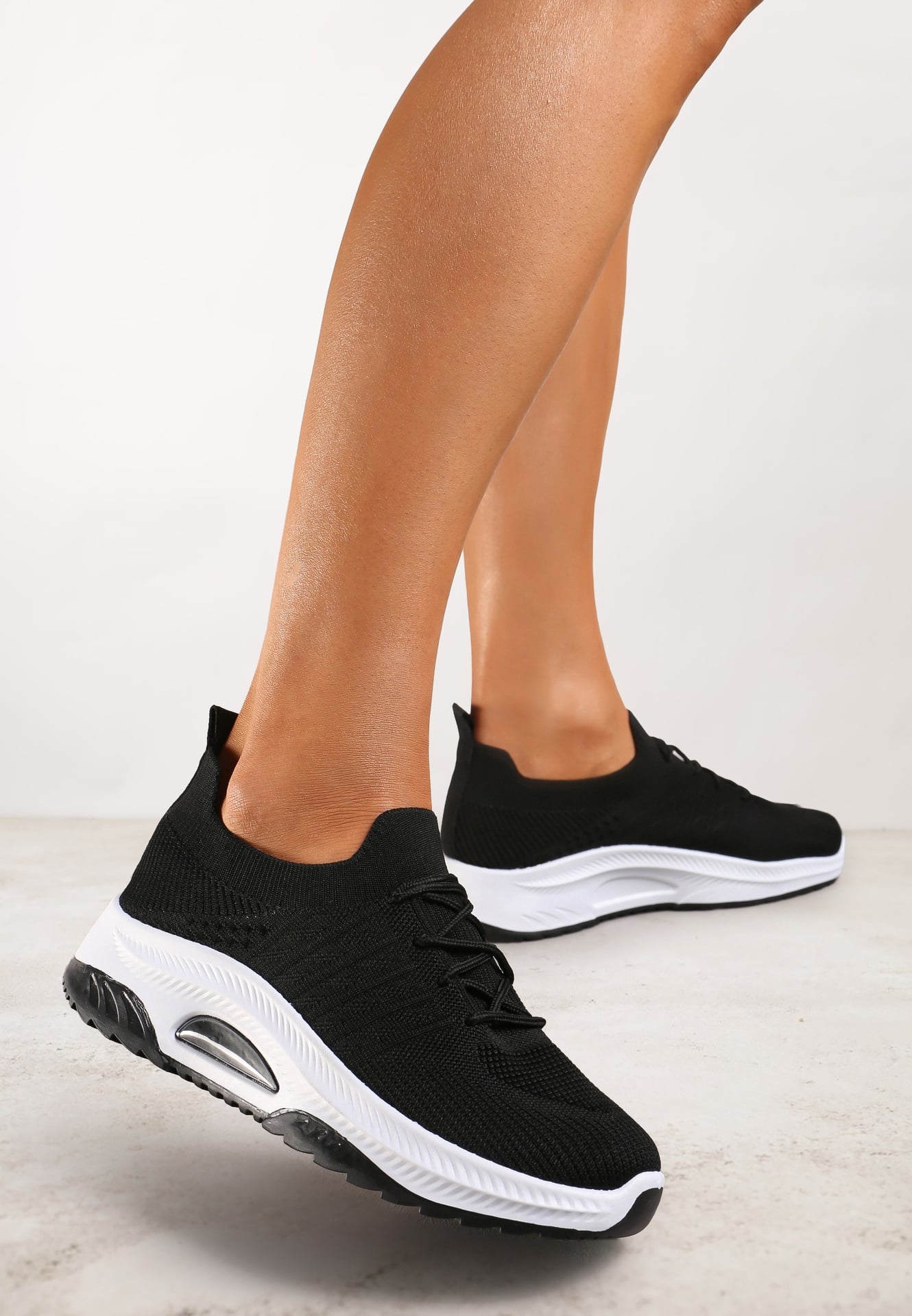 Încălțăminte sport neagră slip-on stil șosetă cu talpă decorativă Moonlise