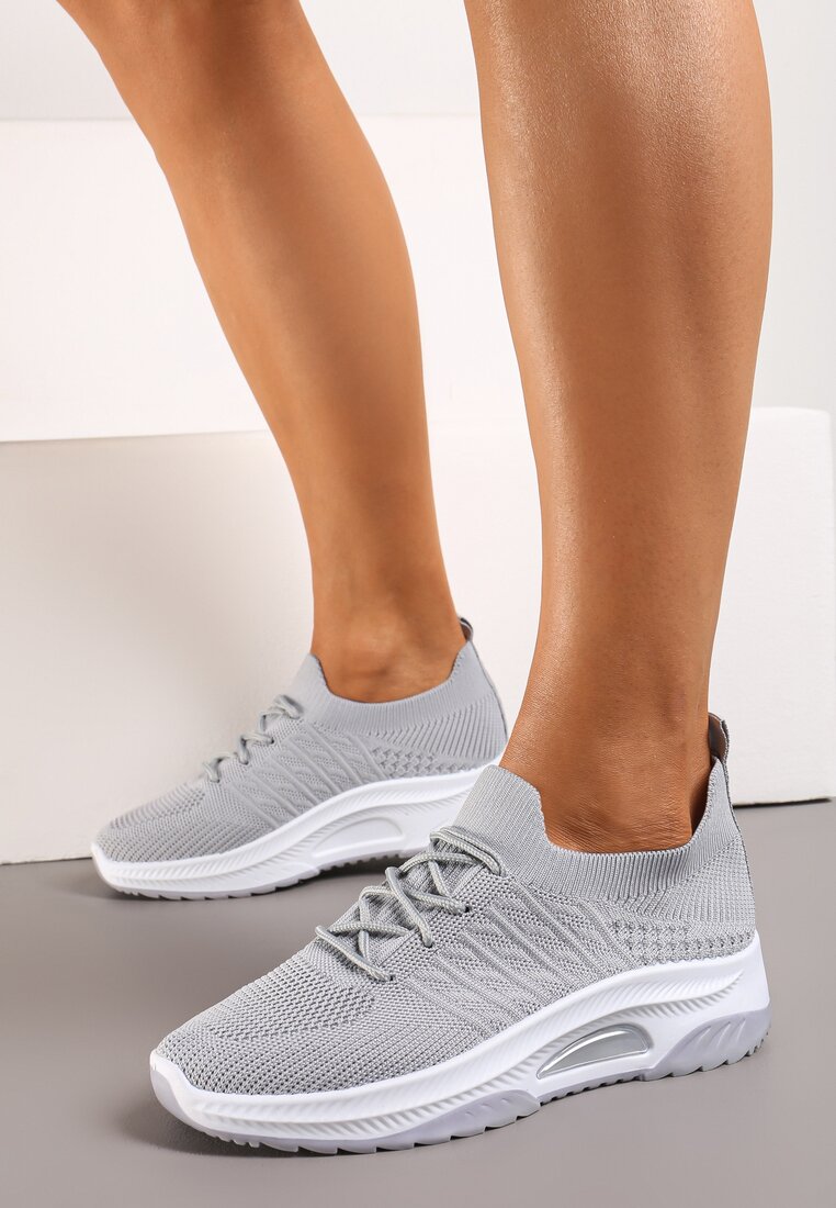 Pantofi sport Gri slip-on tip șosetă cu talpă decorativă Moonlise