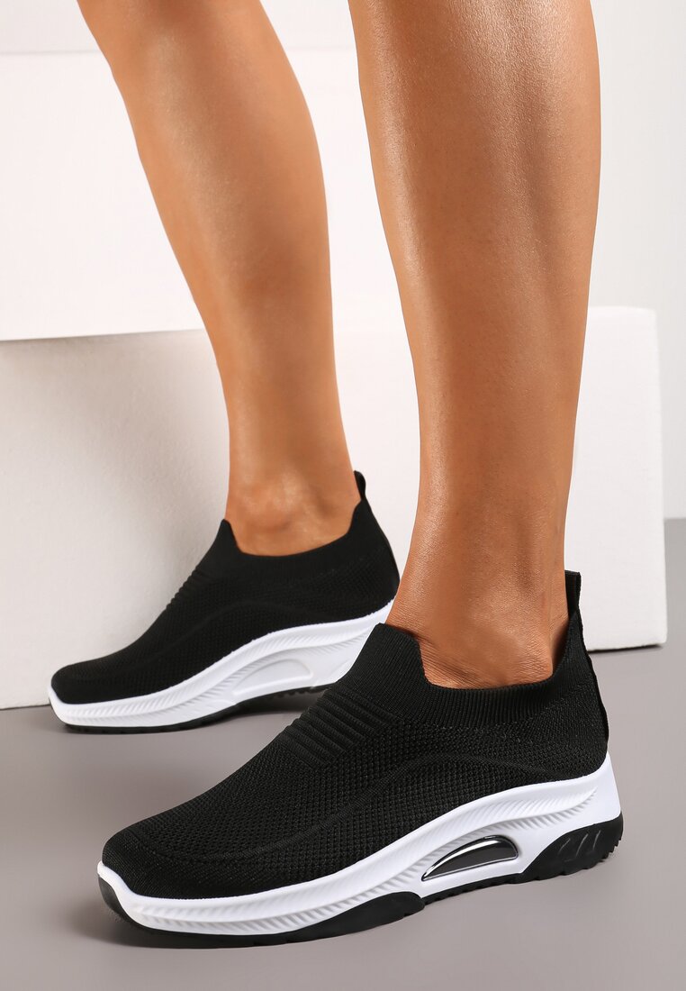 Pantofi sport negri casual cu talpă groasă, cu perforații Fiovena