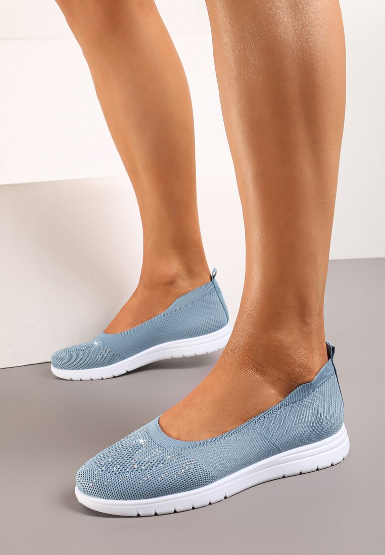 Teniși plați albaștri decorați cu zirconii Lomadia