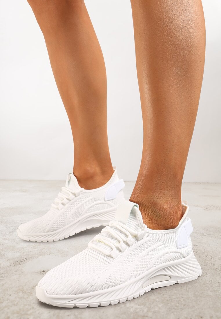 Pantofi Sport Albi cu Platformă cu Șireturi Adelmarie